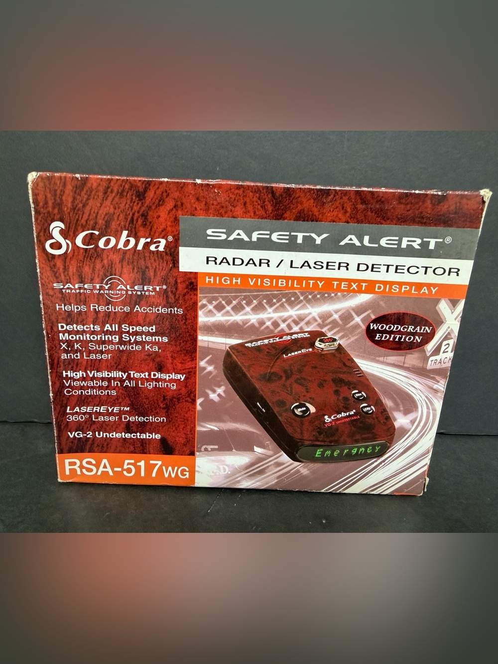 NEW VTG Cobra VG-2 Radar Detector RSA517WG Woodgrain Edition Highway City RARE